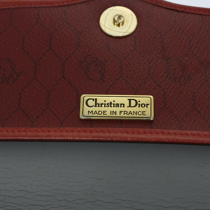 CHRISTIAN Dior Honeycomb Canvas Shoulder Bag PVC Red Auth ep3831