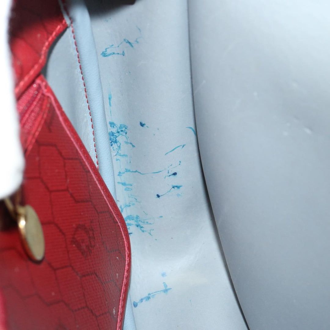 CHRISTIAN Dior Honeycomb Canvas Shoulder Bag PVC Red Auth ep3831