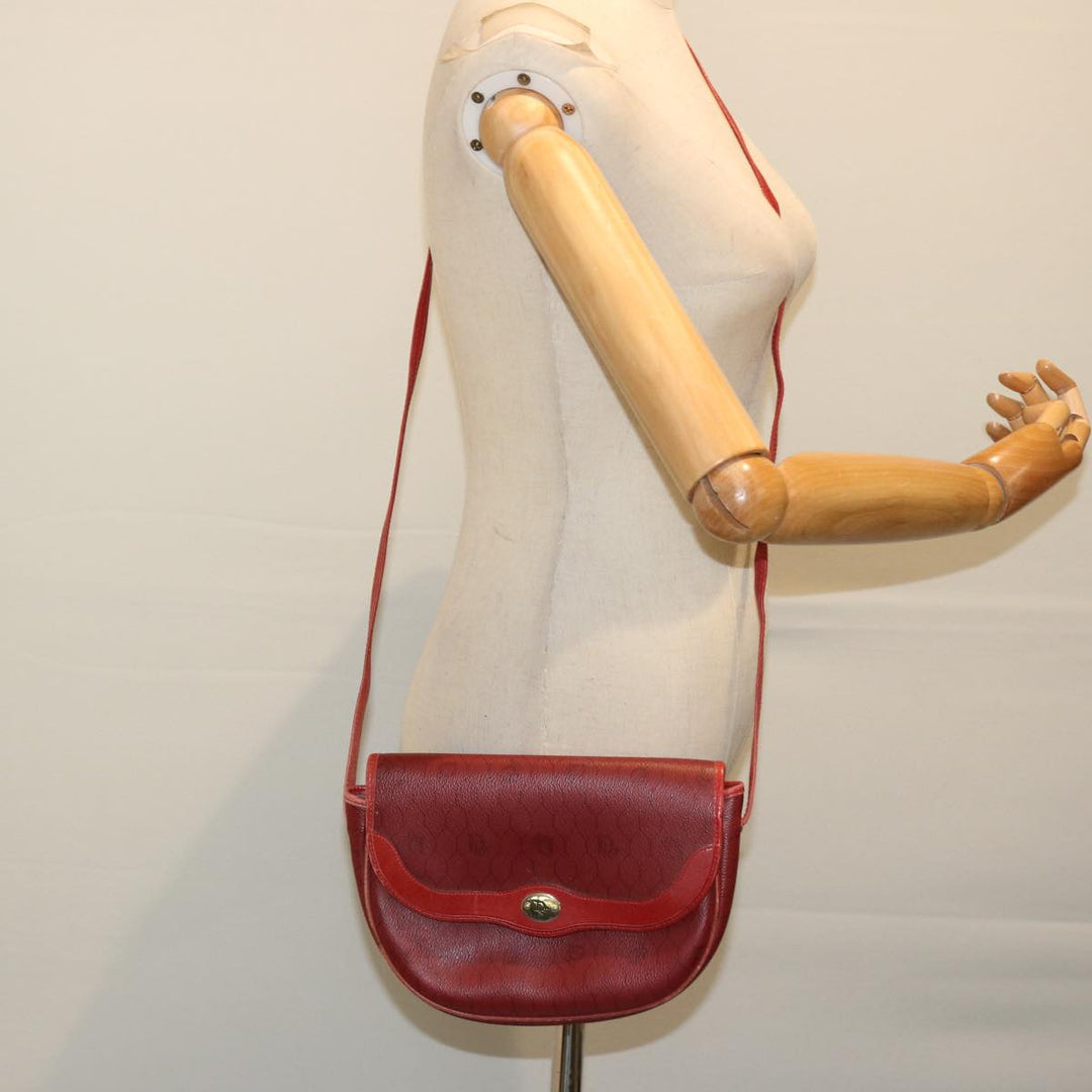 CHRISTIAN Dior Honeycomb Canvas Shoulder Bag PVC Red Auth ep3831