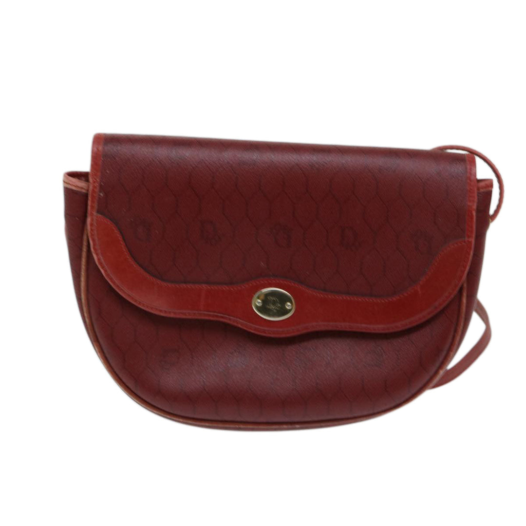 CHRISTIAN Dior Honeycomb Canvas Shoulder Bag PVC Red Auth ep3831