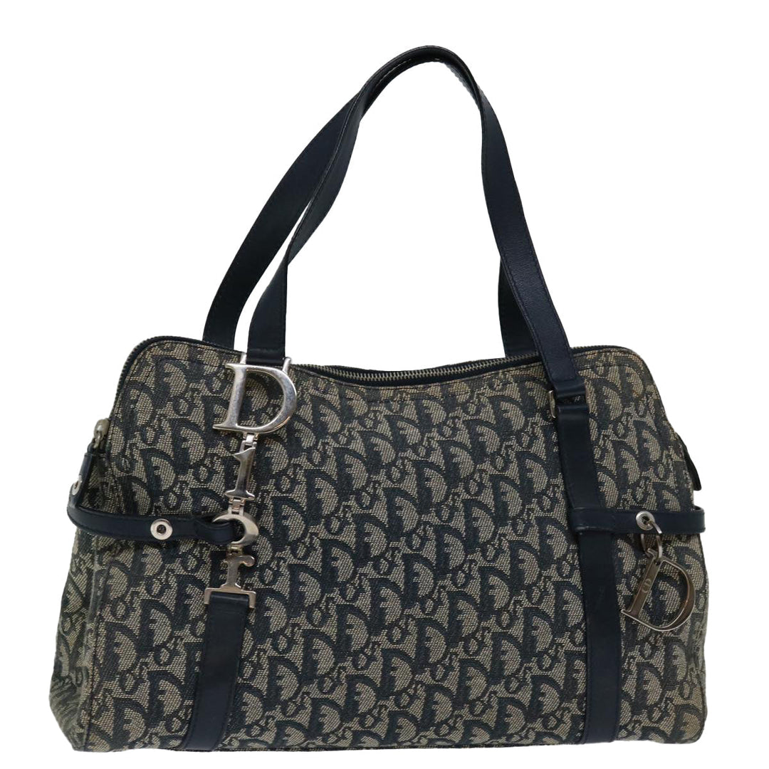 CHRISTIAN Top quality Dior Trotter Canvas Mini Boston Bag Boston Bag Navy Auth ep3851