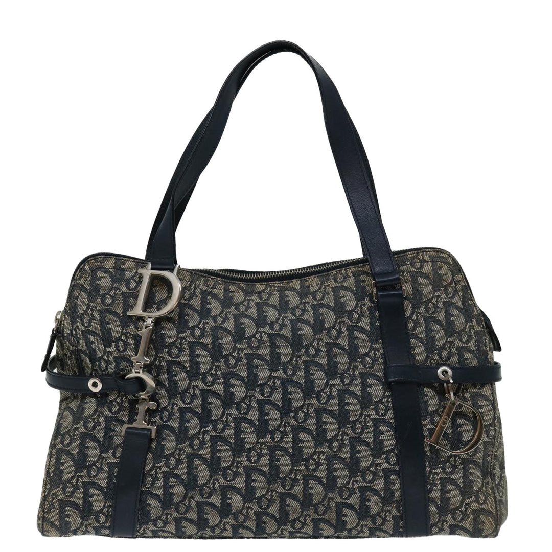 CHRISTIAN Top quality Dior Trotter Canvas Mini Boston Bag Boston Bag Navy Auth ep3851