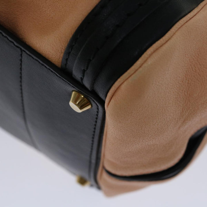 Chloe Hand Bag Leather 2way Black Beige ep3901