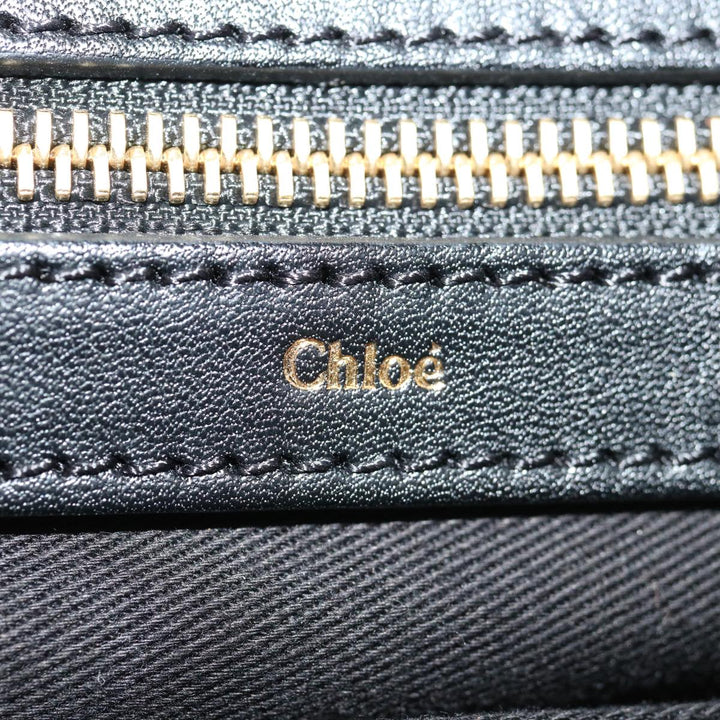 Chloe Hand Bag Leather 2way Black Beige ep3901