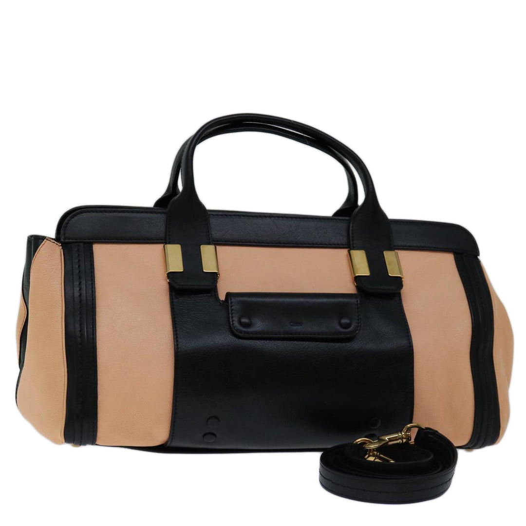 Chloe Hand Bag Leather 2way Black Beige ep3901