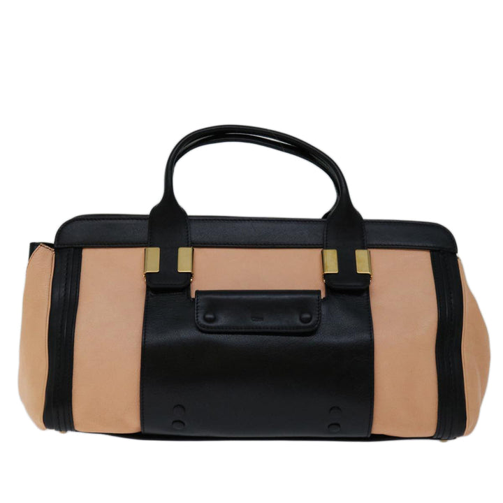 Chloe Hand Bag Leather 2way Black Beige ep3901