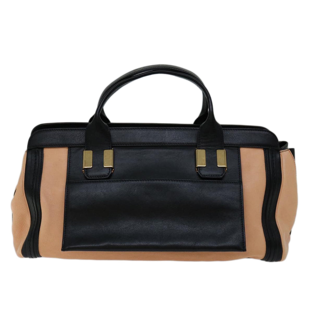 Chloe Hand Bag Leather 2way Black Beige ep3901