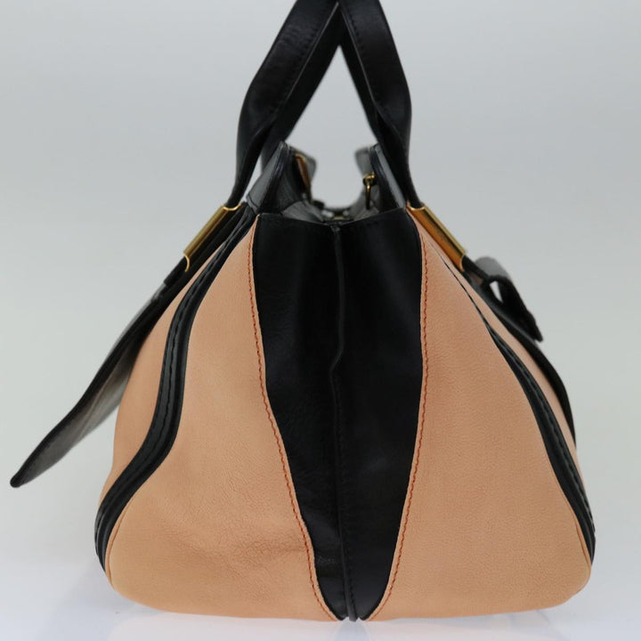 Chloe Hand Bag Leather 2way Black Beige ep3901