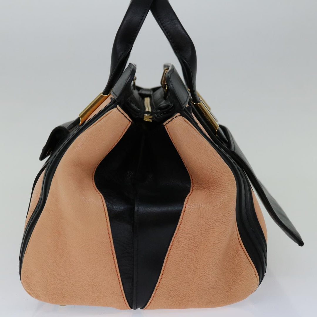 Chloe Hand Bag Leather 2way Black Beige ep3901