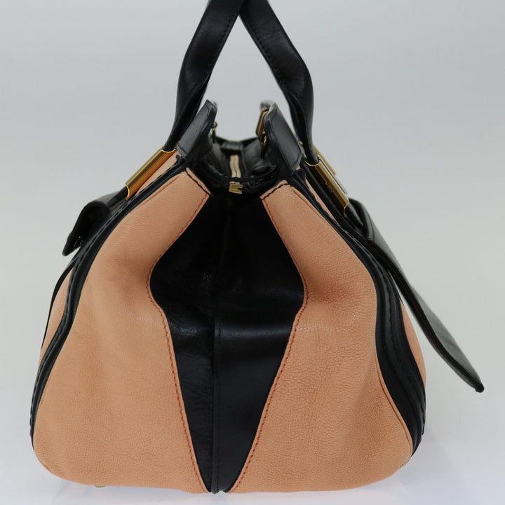 Chloe Hand Bag Leather 2way Black Beige ep3901