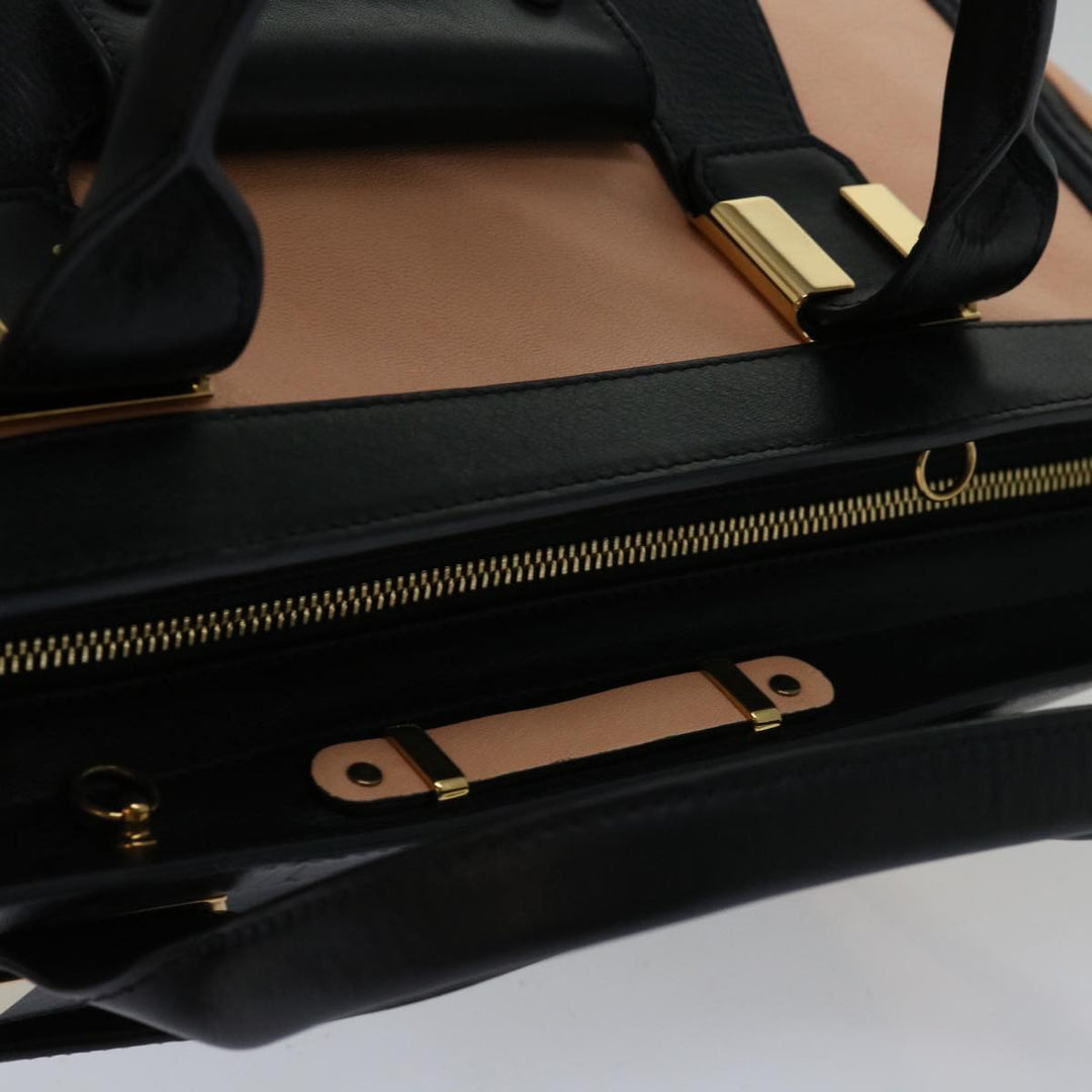 Chloe Hand Bag Leather 2way Black Beige ep3901