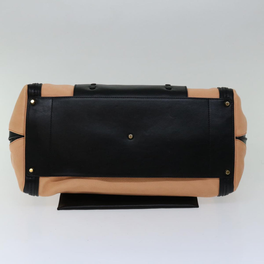 Chloe Hand Bag Leather 2way Black Beige ep3901