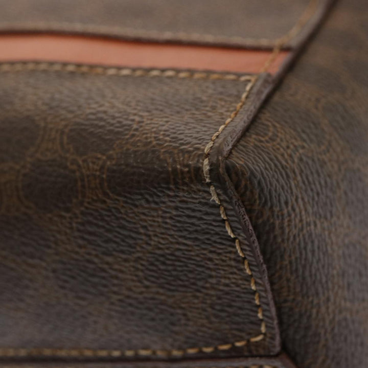 Celine Macadam Canvas Hand Bag PVC Brown Auth ep3982