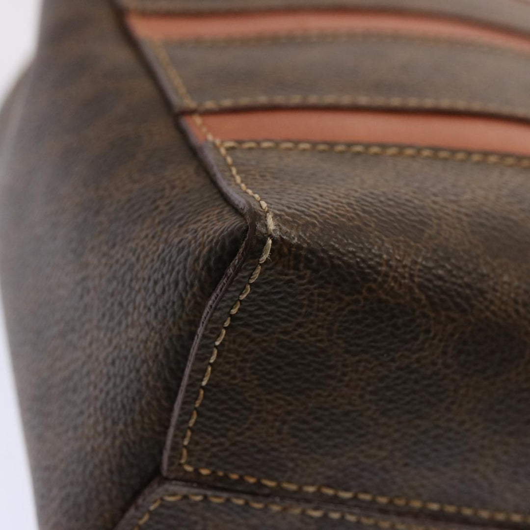 Celine Macadam Canvas Hand Bag PVC Brown Auth ep3982