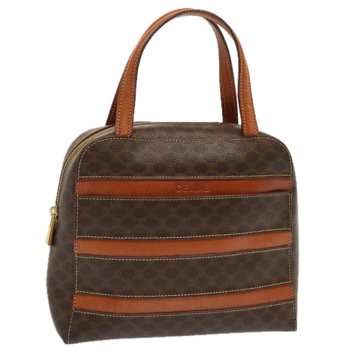Celine Macadam Canvas Hand Bag PVC Brown Auth ep3982