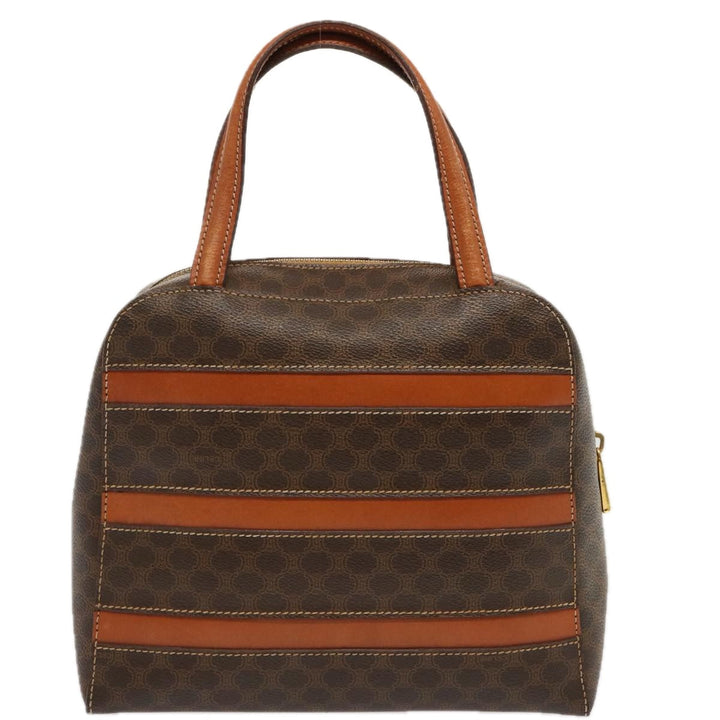 Celine Macadam Canvas Hand Bag PVC Brown Auth ep3982
