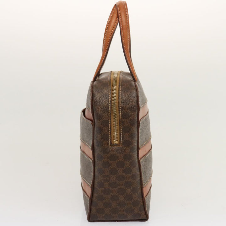Celine Macadam Canvas Hand Bag PVC Brown Auth ep3982
