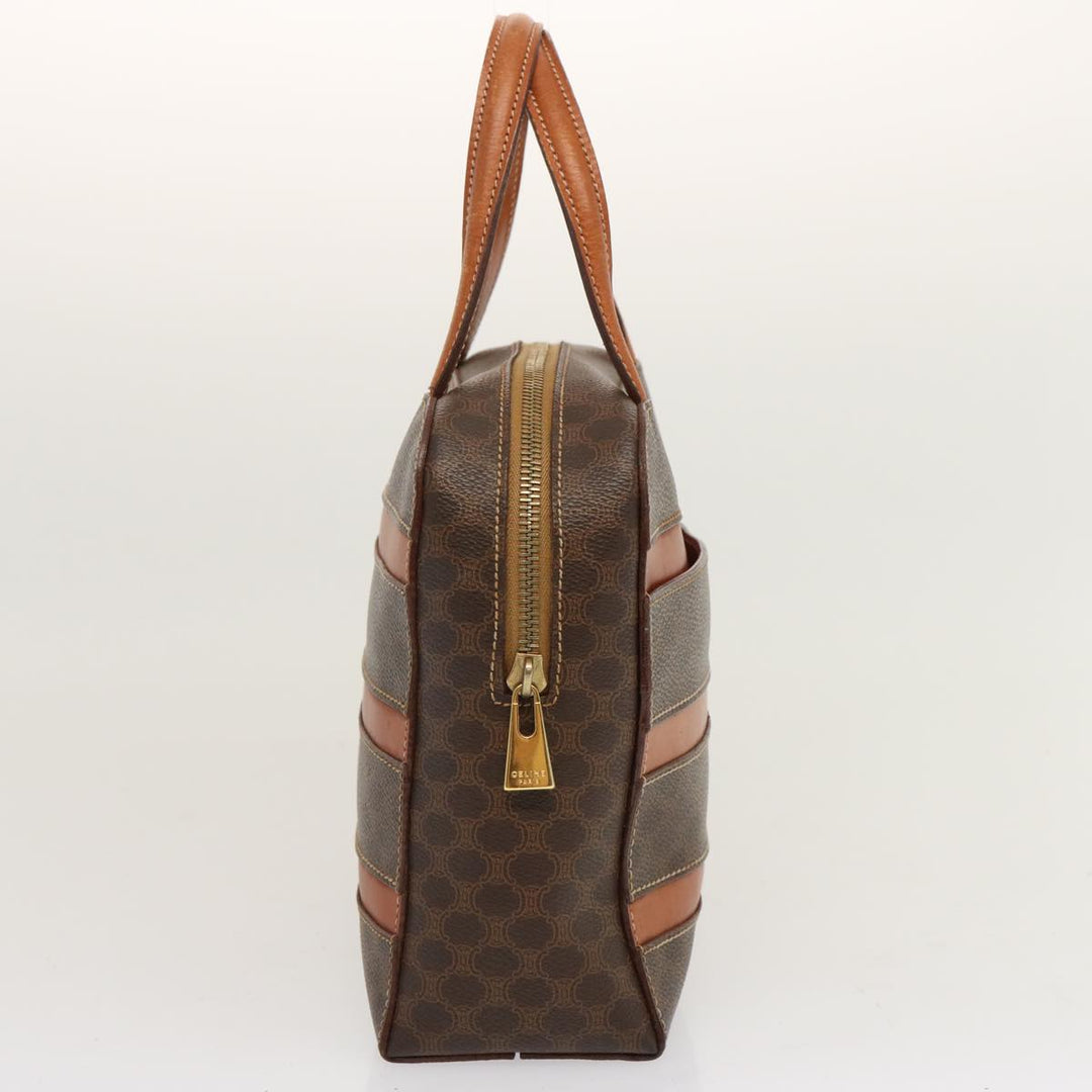 Celine Macadam Canvas Hand Bag PVC Brown Auth ep3982