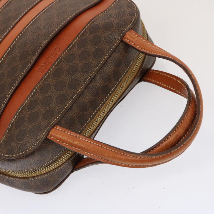 Celine Macadam Canvas Hand Bag PVC Brown Auth ep3982