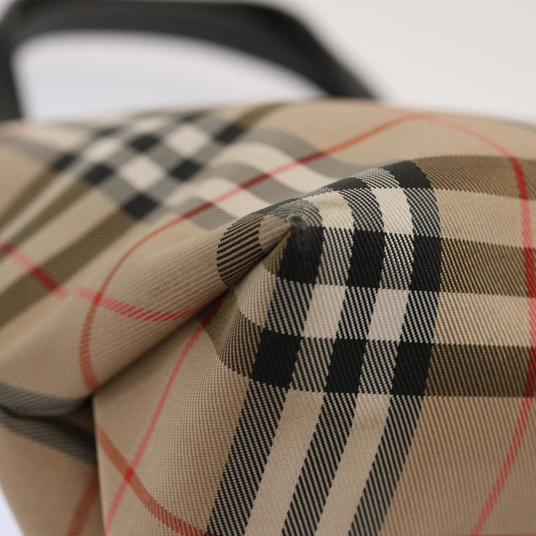 Burberry Nova Check Hand Bag Nylon Beige Auth ep4001