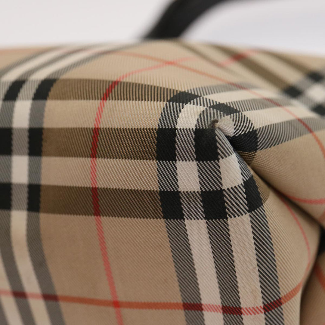Burberry Nova Check Hand Bag Nylon Beige Auth ep4001
