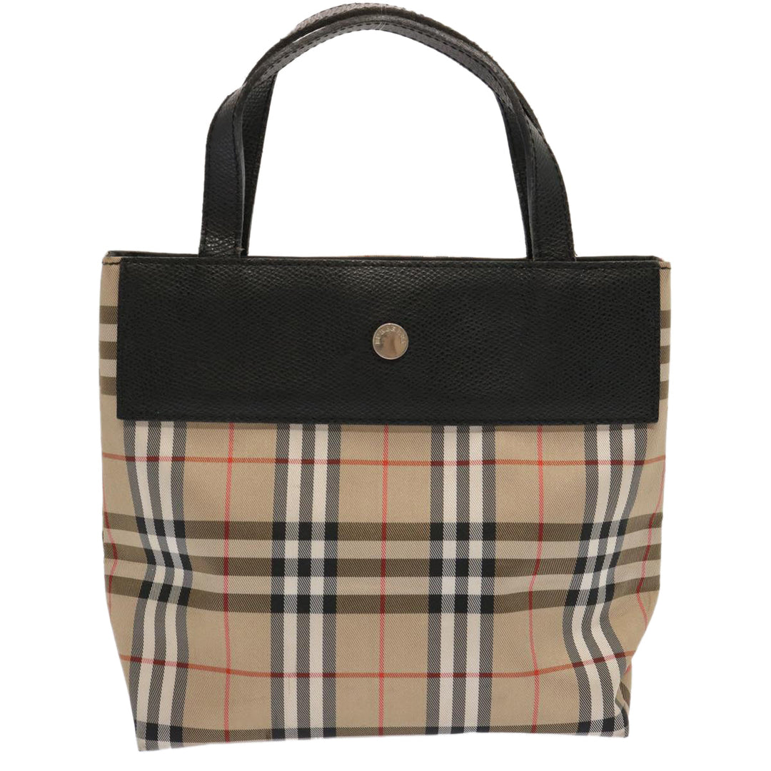 Burberry Nova Check Hand Bag Nylon Beige Auth ep4001