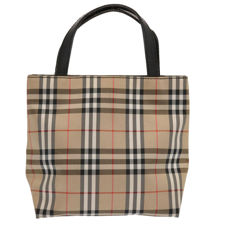 Burberry Nova Check Hand Bag Nylon Beige Auth ep4001
