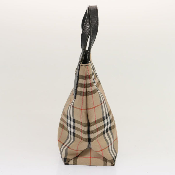 Burberry Nova Check Hand Bag Nylon Beige Auth ep4001