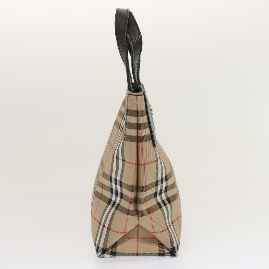 Burberry Nova Check Hand Bag Nylon Beige Auth ep4001