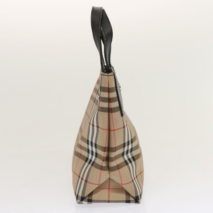 Burberry Nova Check Hand Bag Nylon Beige Auth ep4001