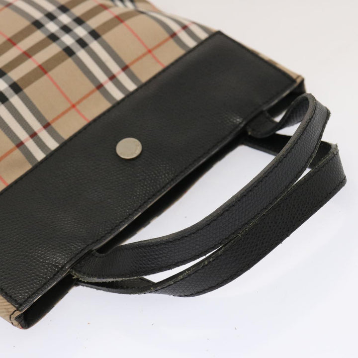 Burberry Nova Check Hand Bag Nylon Beige Auth ep4001