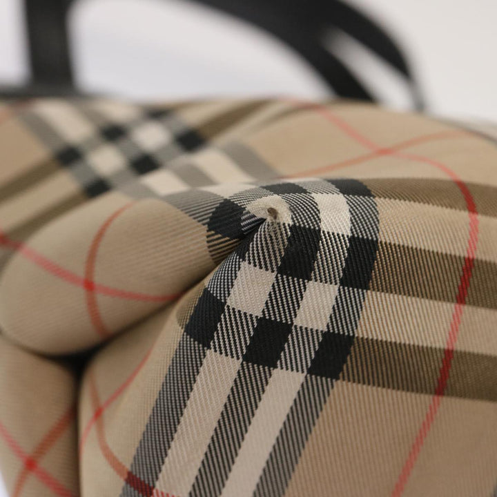 Burberry Nova Check Hand Bag Nylon Beige Auth ep4001
