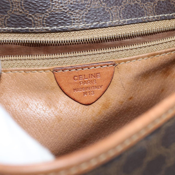 Celine Macadam Canvas Shoulder Bag PVC Brown Auth ep4008