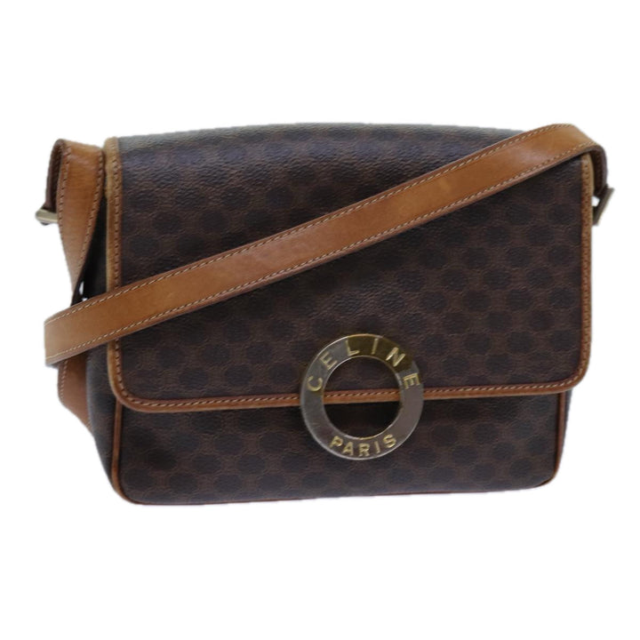 Celine Macadam Canvas Shoulder Bag PVC Brown Auth ep4008