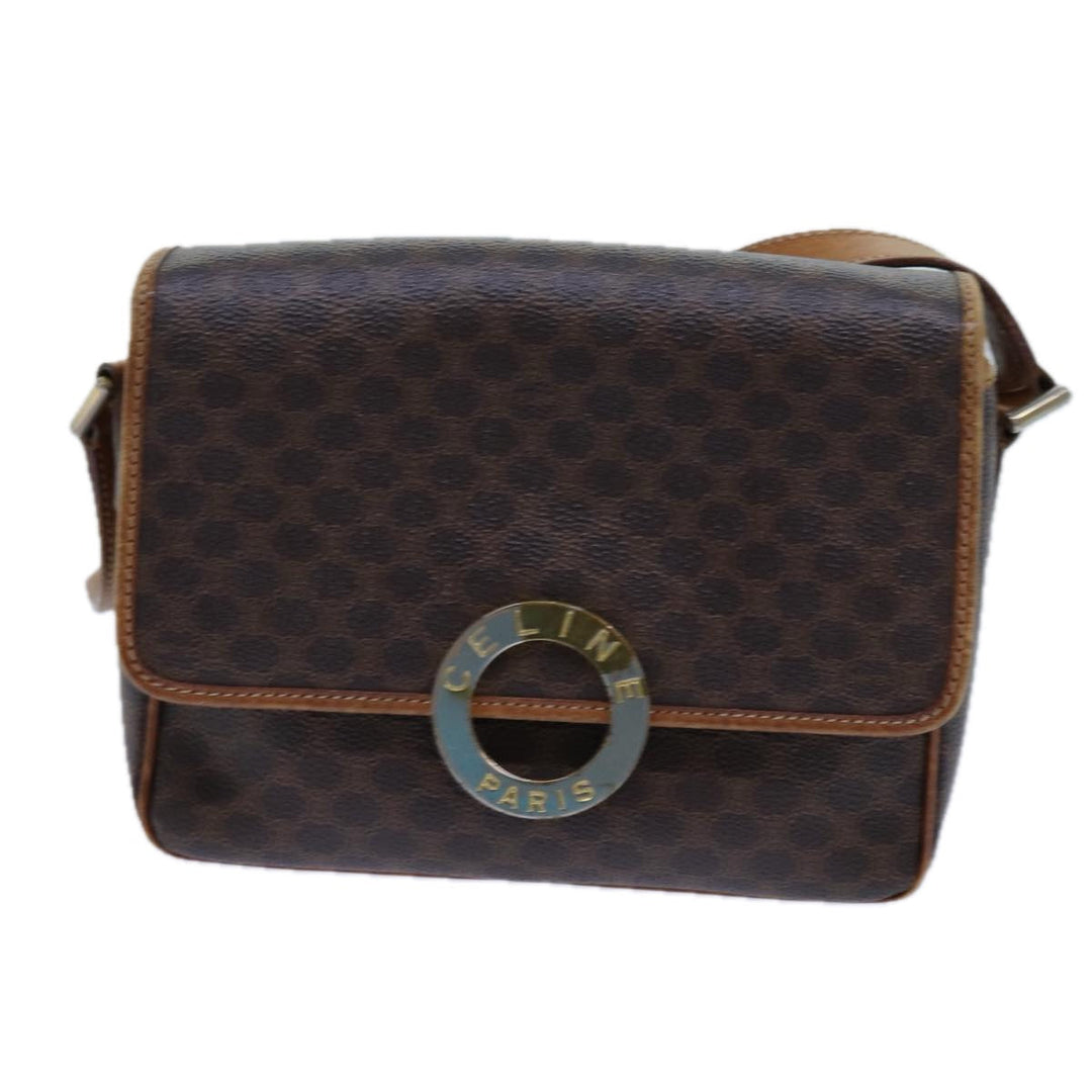 Celine Macadam Canvas Shoulder Bag PVC Brown Auth ep4008
