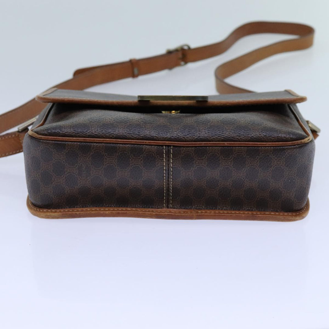 Celine Macadam Canvas Shoulder Bag PVC Brown Auth ep4008