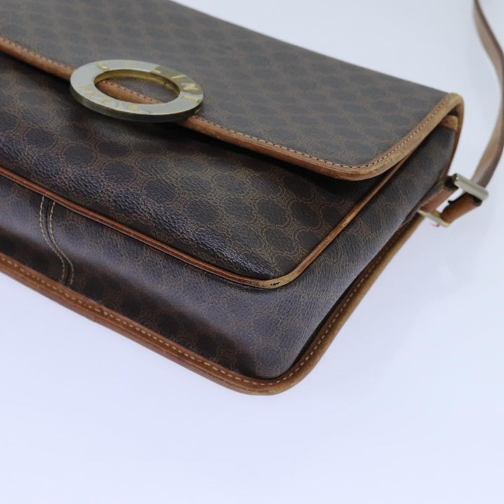 Celine Macadam Canvas Shoulder Bag PVC Brown Auth ep4008