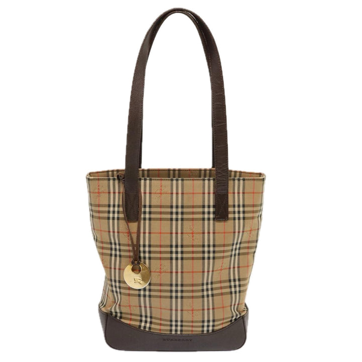 Burberry Nova Check Tote Bag Canvas Beige Black Auth ep4012
