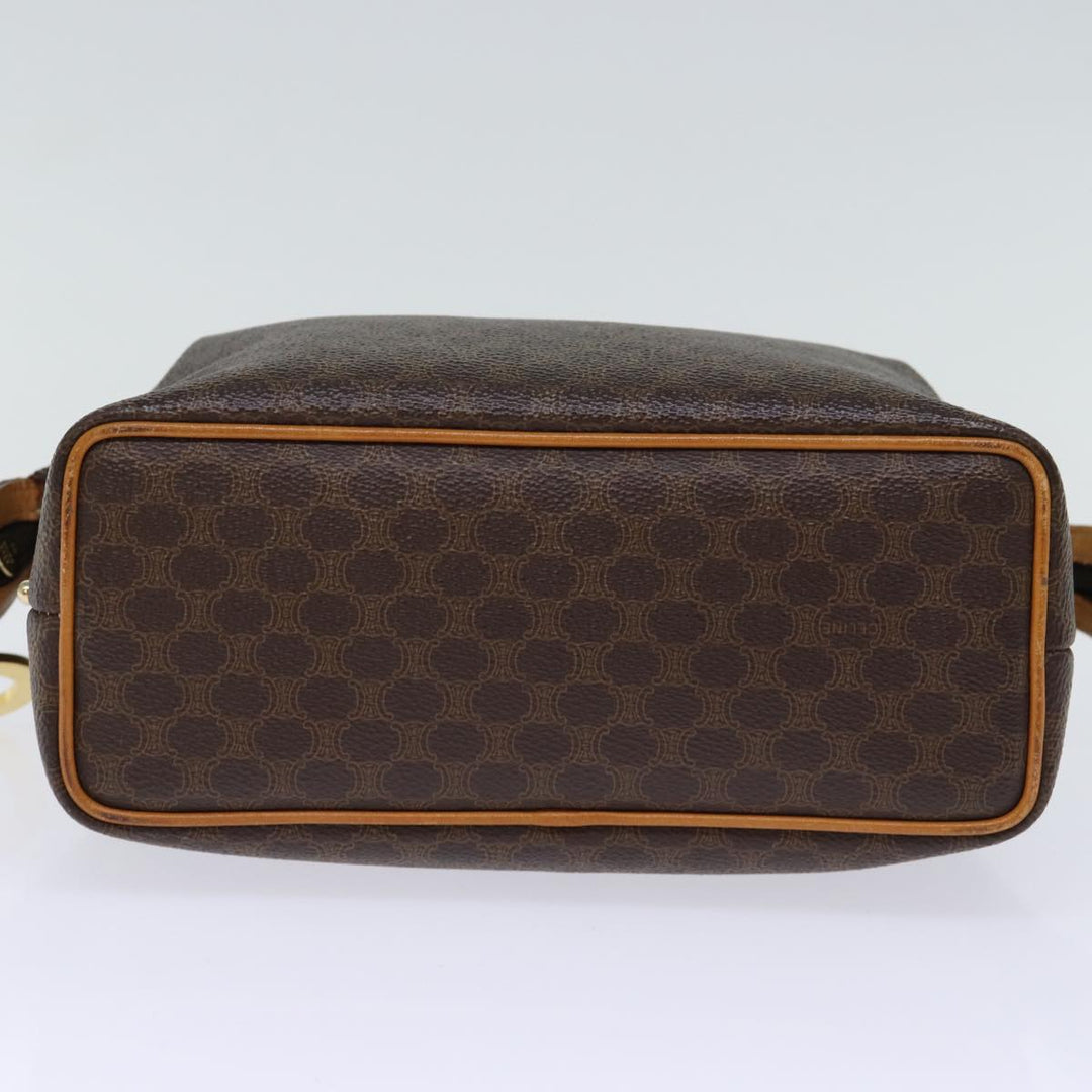 Celine Macadam Canvas Hand Bag PVC Brown Auth ep4089