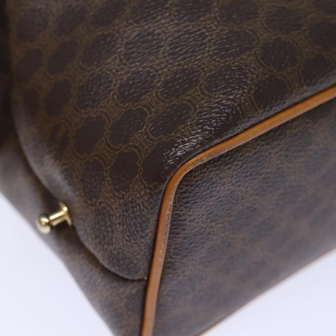 Celine Macadam Canvas Hand Bag PVC Brown Auth ep4089