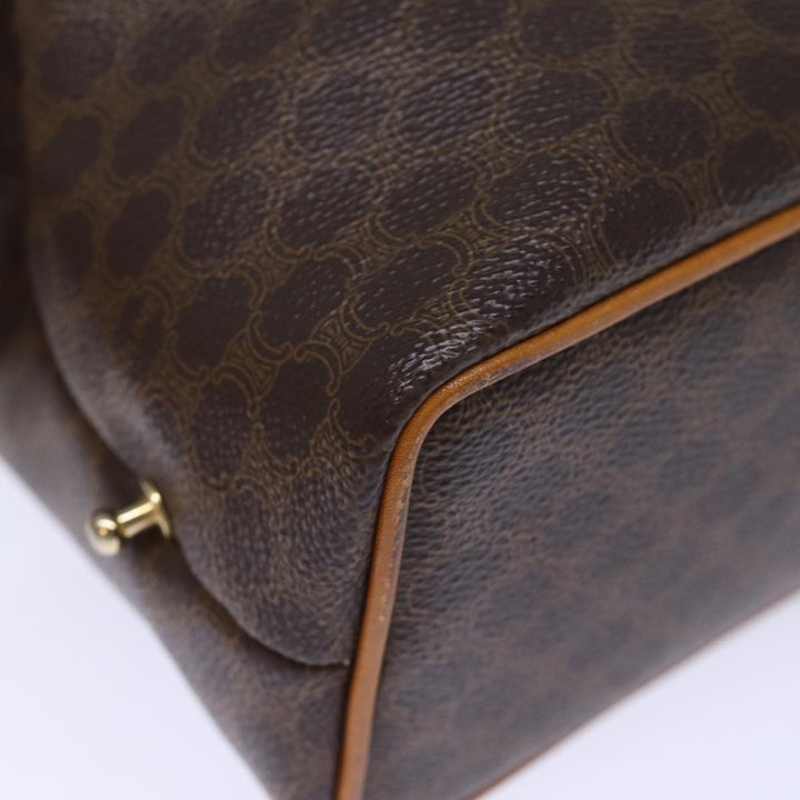 Celine Macadam Canvas Hand Bag PVC Brown Auth ep4089
