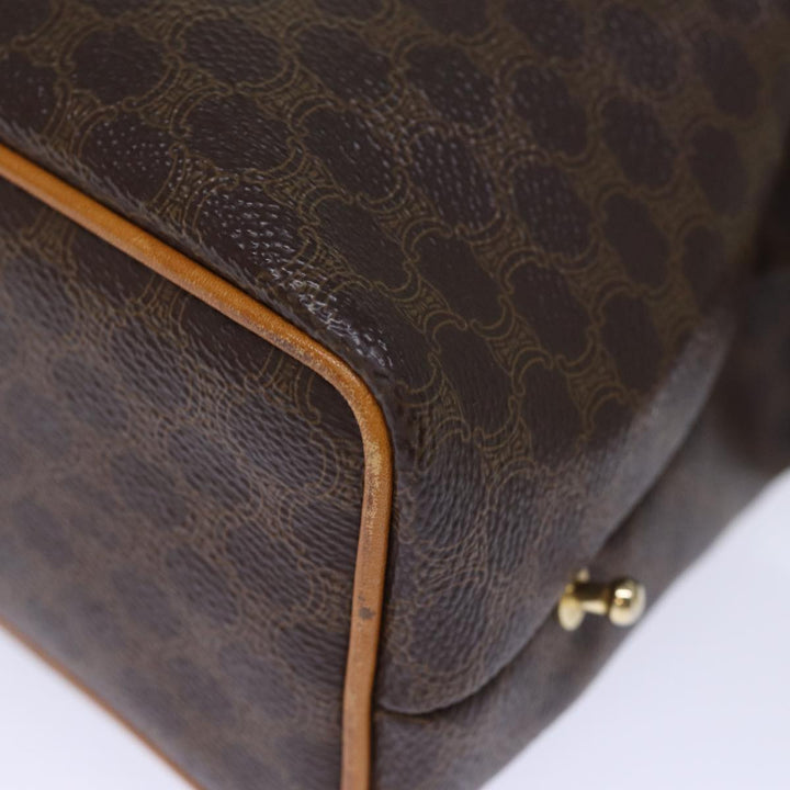 Celine Macadam Canvas Hand Bag PVC Brown Auth ep4089