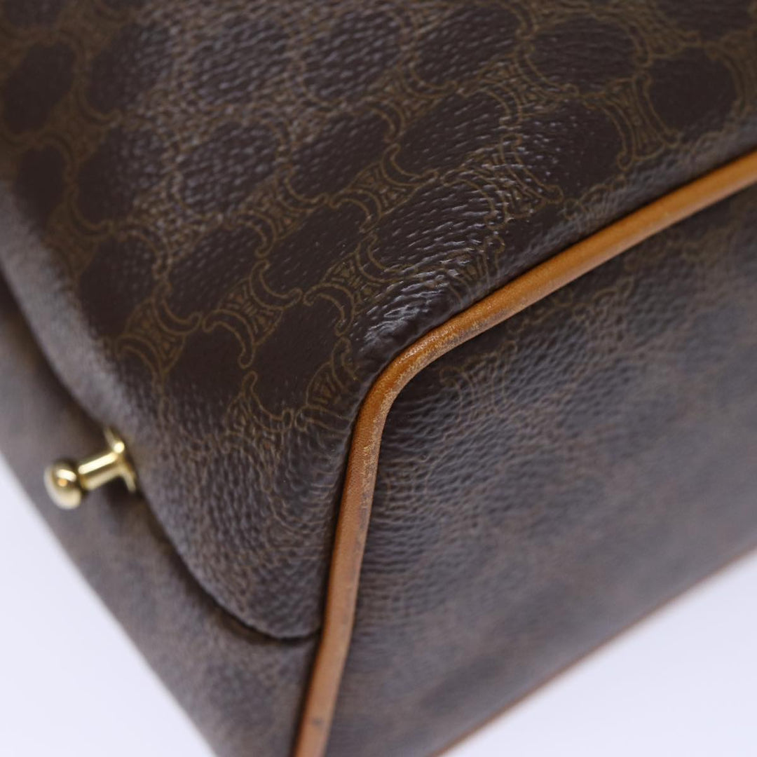 Celine Macadam Canvas Hand Bag PVC Brown Auth ep4089