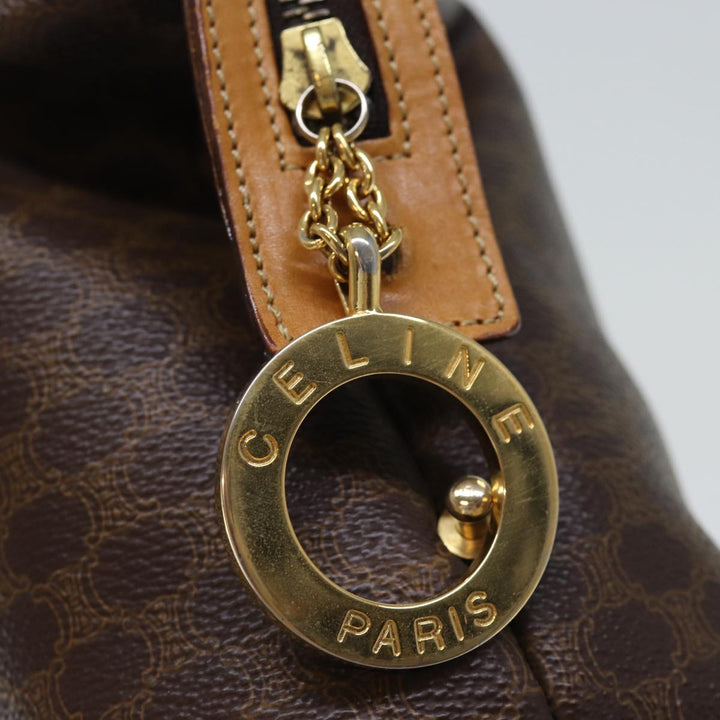 Celine Macadam Canvas Hand Bag PVC Brown Auth ep4089