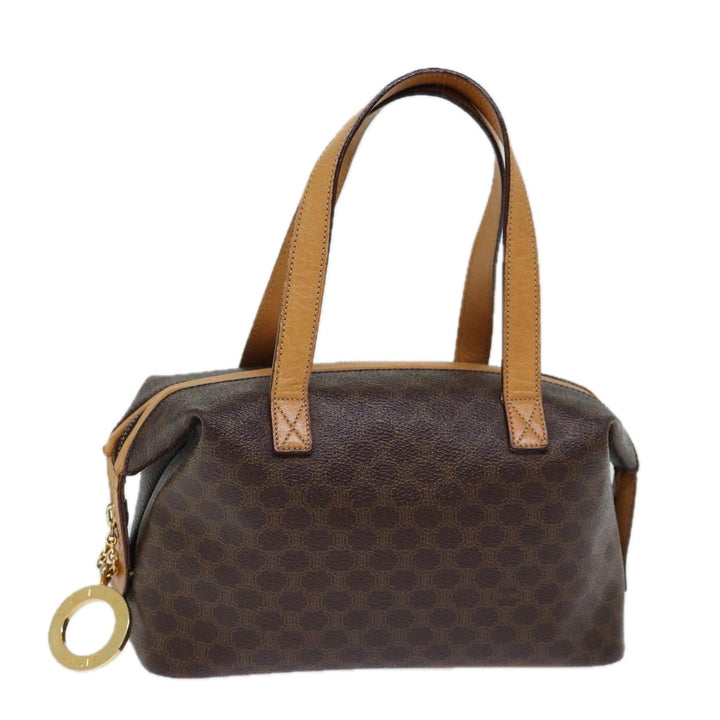 Celine Macadam Canvas Hand Bag PVC Brown Auth ep4089