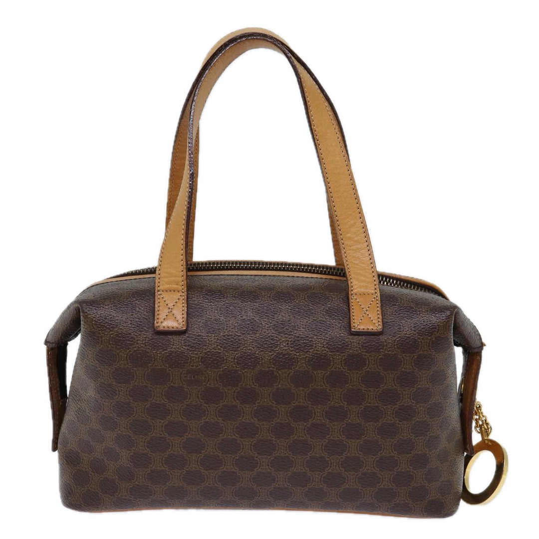 Celine Macadam Canvas Hand Bag PVC Brown Auth ep4089