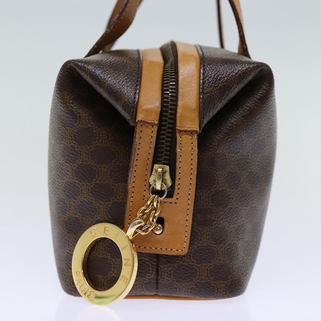 Celine Macadam Canvas Hand Bag PVC Brown Auth ep4089