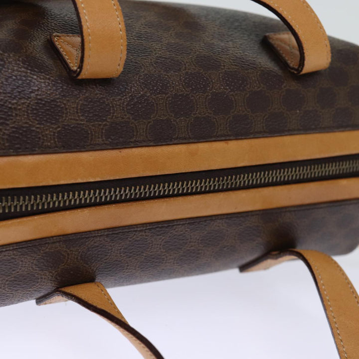 Celine Macadam Canvas Hand Bag PVC Brown Auth ep4089
