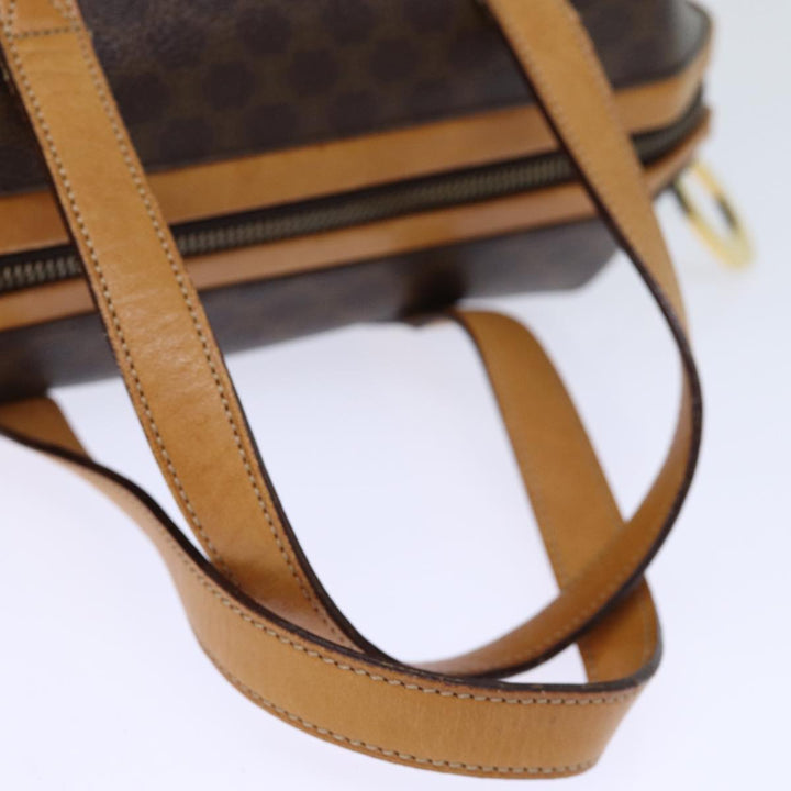 Celine Macadam Canvas Hand Bag PVC Brown Auth ep4089