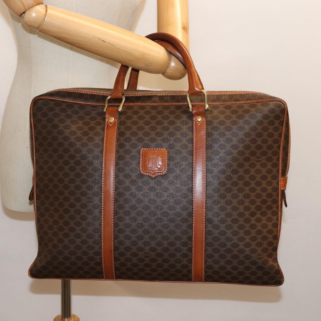Celine Macadam Canvas Business Bag PVC Leather Brown  ep4097